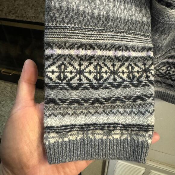 Bogner Fire + Ice Womens Full Zip Fair Isle Wool Cardigan Sweater Gray Sz Large - Picture 6 of 9